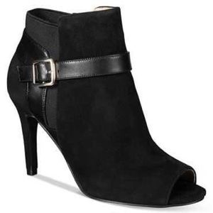 •MARC FISHER• Shimme Peep Toe Suede Buckle Booties